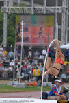 Jenn Stuczynski won the pole vault in wet, challenging conditions