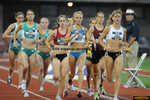 Lauren Fleshman leads the women's 5,000 meter semifinal, Heat 1