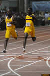 Darryl Elston (20.91) and Calvin Abram (21.00) swept the top two places in the 200 meter dash